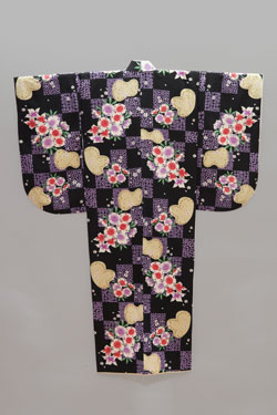 卒業式袴　貸衣装レンタル　黒系花柄
