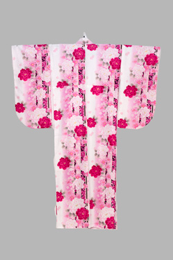 卒業式袴　貸衣装レンタル　ピンク系ボタンの花柄